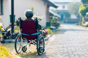 alzheimer old woman on wheelchair